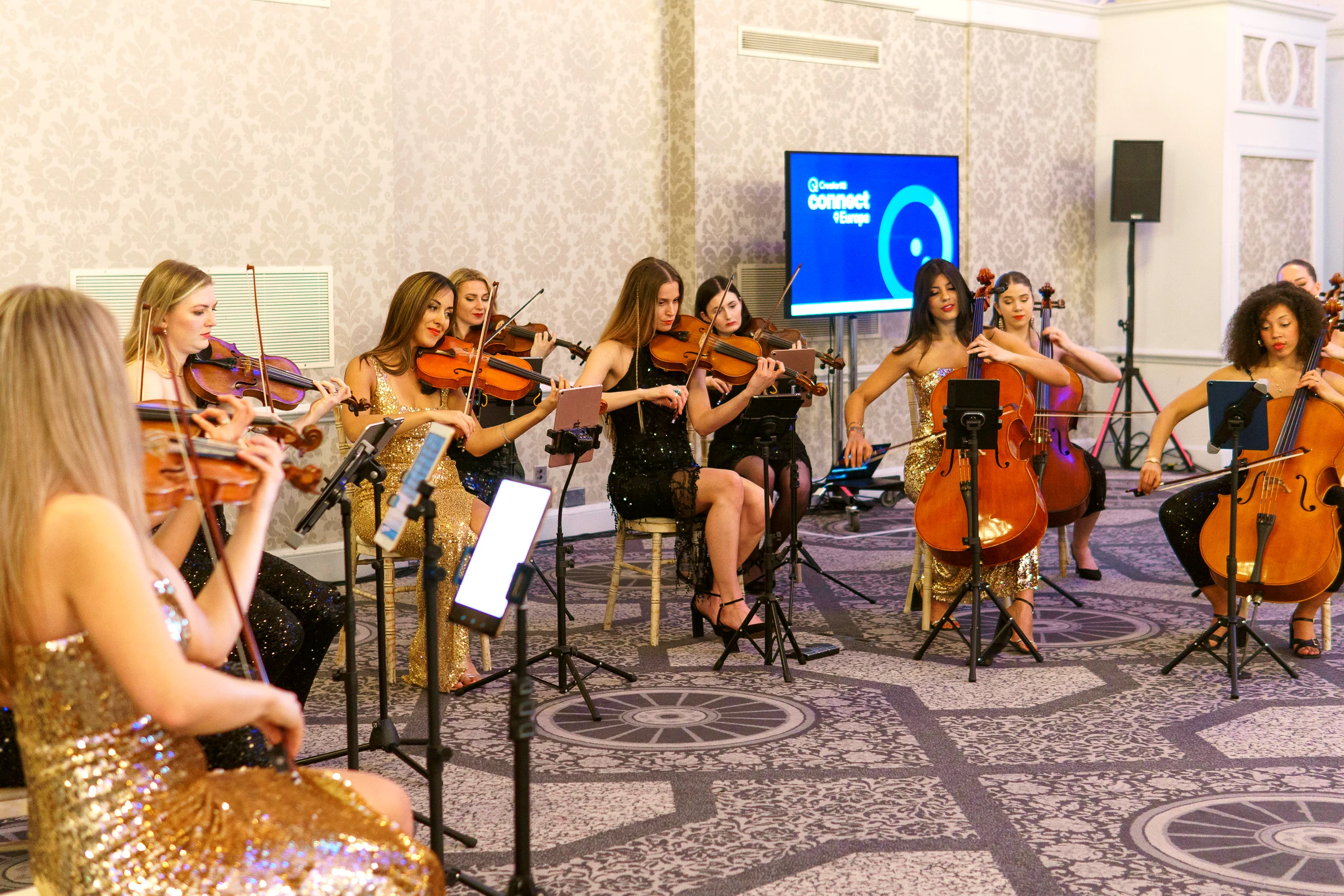 London pop string orchestra performing at a corporate event